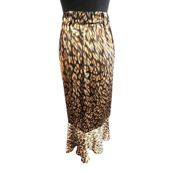 VINCE CAMUTO Silky Leopard Hi low Ruffle Hem Maxi Skirt and Tie & Side NWT SZ 2X - Picture 5 of 13